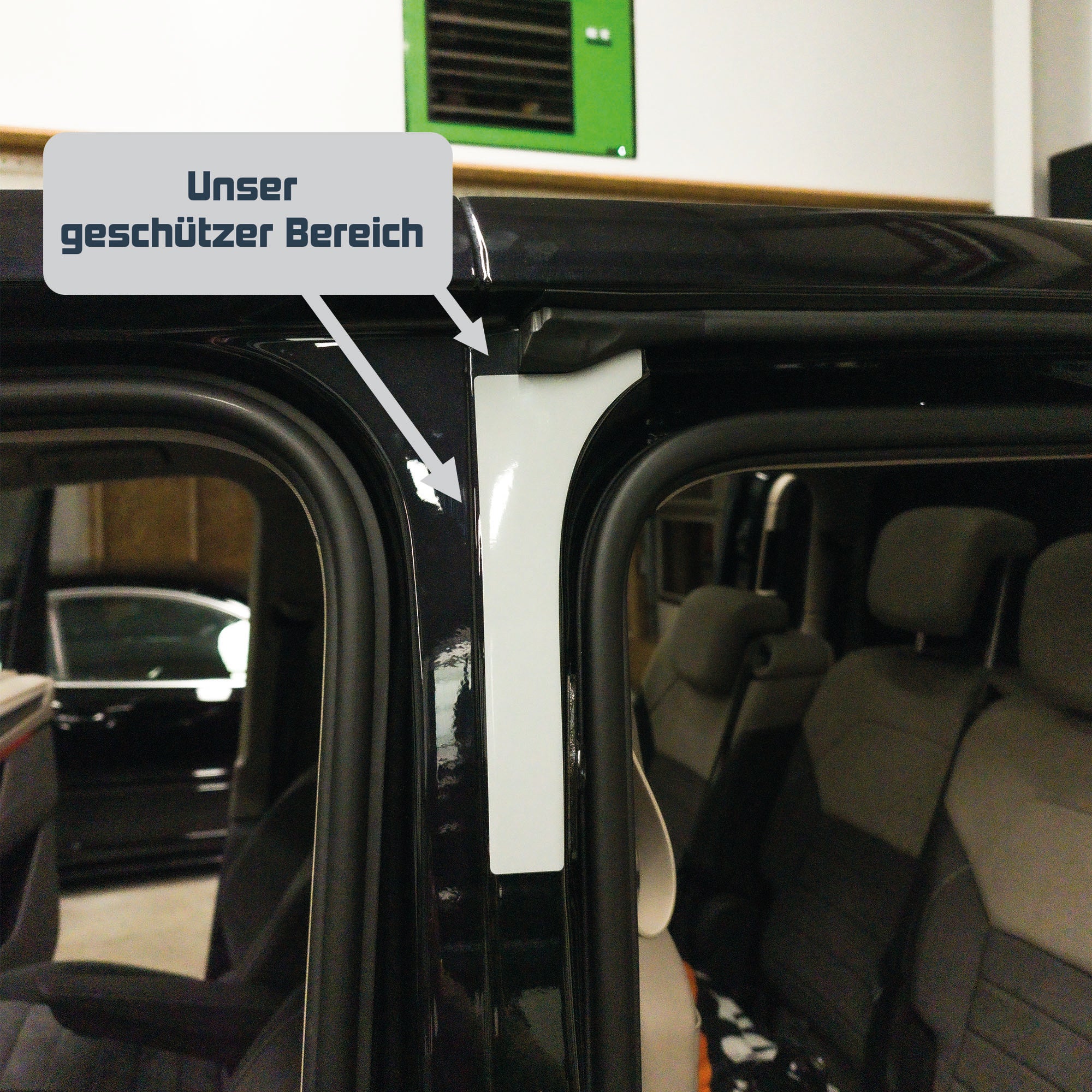 Lackschutzfolie für VW T7 Schiebetür Holm B-Säule Schutzfolie Folie Links Oben
